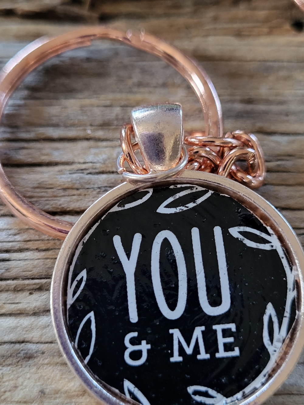 You & Me Rose Gold Keychain